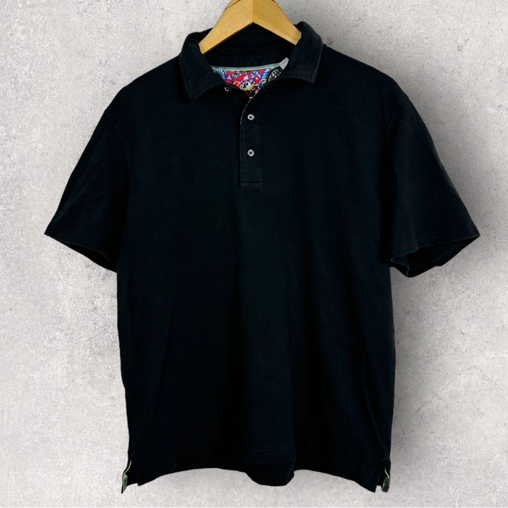 Robert Graham Black Short Sleeve Polo Shirt Collared Mens Size Medium 1577711
